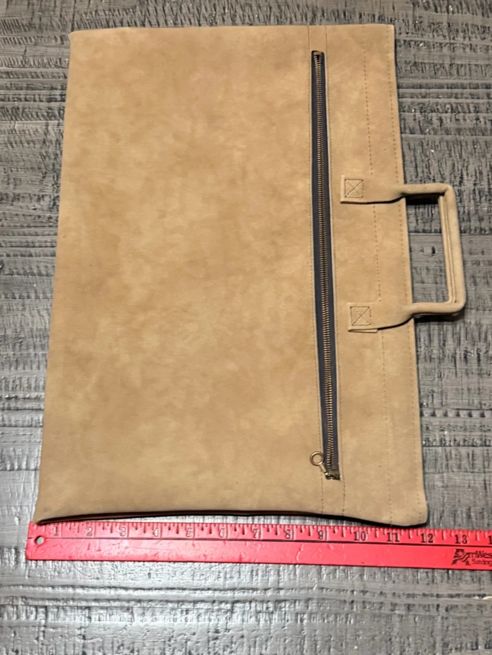 Vtg. Hazel Genuine Mojave Suede Portfolio Tote Bag in Tan (1970’s)